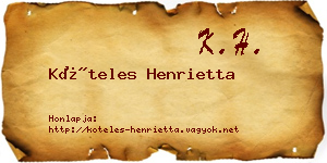 Köteles Henrietta névjegykártya